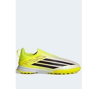 adidas Junior F50 League Laceless Astro Turf Football Boot, Tesoye/Cblack/Lucred, Size 1 Older Tesoye/Cblack/Lucred