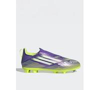 adidas Junior F50 League Laceless Firm Ground Football Boots, Purple, Size 10 Younger Purple