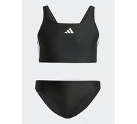 adidas Junior Girls 3 Stripe Bikini - Black, Black/White, Size 5-6 Years Black/White