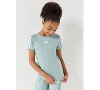 adidas Girl's Train Essentials 3-Stripes T-Shirt, Wonder Sage/White, 5-6 Years