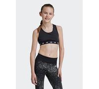 adidas Junior Girls Training Power Tech Fit Bra - Black, Black/Carbon/White, Size 9-10 Years Black/Carbon/White
