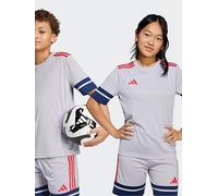 adidas Unisex Kids SQUADRA25 Jersey Short Sleeve Kids, Glory Grey/Team Navy Blue 2/Pure Ruby, 7-8 Years