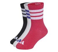 adidas Unisex Kids 3Stripes Cushioned Sportswear Crew Socks 3 Pair Pack Socks, black/power pink/Frozen Purple, XS