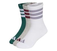adidas Unisex Kids 3Stripes Cushioned Sportswear Crew Socks 3 Pair Pack Socks, collegiate green/medium grey heather/white, XS