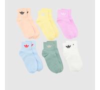 adidas Kids Ankle Socks 6 Pack in Pink & Yellow, Logo Detail, Fabric, Size: 7.5-9.5 UK 7.5-9.5