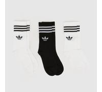 adidas Kids Crew Sock 3 Pack in White & Black, Striped, Size: 7.5-9.5 UK 7.5-9.5