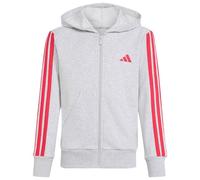 adidas Girl's Essentials Full Zip Hoodie Sweatshirt, light grey heather/power pink, 9-10 Years