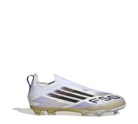 adidas Kids F50 Laceless Childrens Firm Ground Football Boots White/Black/Gold 12