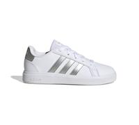 adidas Grand Court Lifestyle Tennis Lace-Up Shoes, White/Matte Silver/Matte Silver, 2 UK