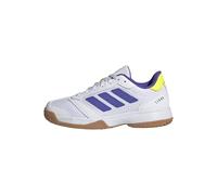 adidas Kids' Ligra 8 Indoor Shoes Kids, White Purple Lemon Solar, 23.2 cm