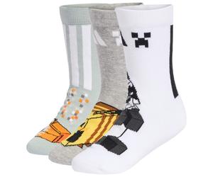 adidas - Kid's LK Minecraft 3-Pack - Sports socks size 34-36, white/grey