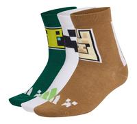 adidas Unisex Kids MINECRAFT YOUTH 3 PAIRS PER PACK SOCKS, carbon/brown desert/collegiate green, 4-5 Years