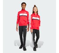 adidas Unisex Kids SEASONAL ESSENTIALS TIBERIO 3 STRIPES TRICOT TRACKSUIT, Pure Ruby/White, 11-12 Years