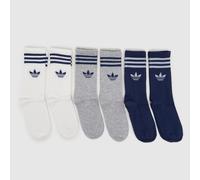adidas Kids Socks 6 Pack in Navy Blue & White, Striped, Fabric, Size: 12.5-1 UK 12.5-1