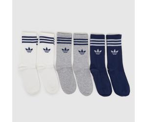 adidas Kids Socks 6 Pack in Navy Blue & White, Striped, Size: 7.5-9.5 UK 7.5-9.5