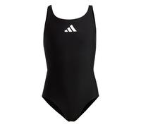 adidas Girl's Solid Small Logo Swimsuit, Black / White, 11-12 Years