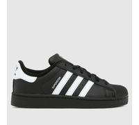 adidas Kids Superstar II Trainers in Black & White, Striped, Leather, Size: 1.5 UK 1.5 (EU 33½)