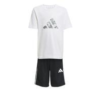 Adidas Kids Train Essentials Camo Print T-Shirt & Shorts Set Colour: White, Size: 4-5 years