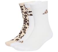 adidas Unisex Leo Graphic Socks 3 Pair Pack Socks, Crystal Linen/Khaki Six/dark brown, S
