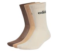 adidas Linear Crew Cushioned Socks 3 Pair Pack, Wonder White/Magic Beige/Earth strata, 6.5-8