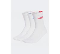 Adidas - Linear Crew Pack Of 3 White/Powtea/Clpink/Blufu - Socks - white - S - 72% Cotton, 26% Polyamide, 2% Elastane S