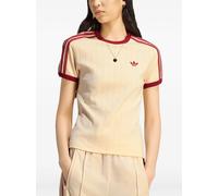 adidas logo-embroidered striped T-shirt - Yellow XS-S-M-L