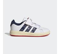 adidas Unisex Kids Marvel Spider-Man Grand Court Kids Shoes, FTWR White/Dark Blue/Warm Vanilla, 2 UK