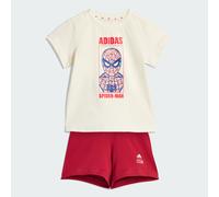 adidas Unisex Baby MARVEL SPIDER-MAN T-SHIRT SET, off white/active maroon, 9-12 Months