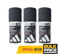 Adidas Men Pro Invisible Deodorant Roll-on No White Marks No Yellow Stains 3-Pcs