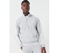 adidas Sportswear Mens Fleece 3-Stripes 1/4 Zip - Grey - L