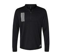 adidas Mens 3-Stripes Double Knit Quarter-Zip Pullover
