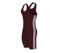 adidas Men's 3 Stripes Wrestling Singlet, Maroon/White, L