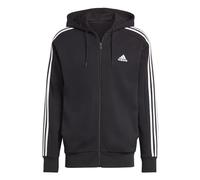 adidas Mens 3 Stripes Zip Hoodie Black/White M