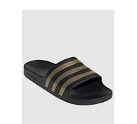 adidas Mens Adilette Aqua Sliders, Core Black/Gold Met/Core Black, Size 8, Men Core Black/Gold Met/Core Black