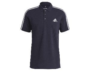 Adidas Mens AEROREADY Essentials Pique Embroidered Small Logo 3-Stripes Polo Shirt Colour: Ink, Size: Large