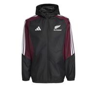 adidas Men's All Blacks All Weather Coat, ALL BLACK/maroon/white, 3XL