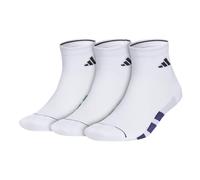 adidas Men's All Day Training Quarter Socks Sport Performance Over the Ankle with Targeted Cushioning for Running (3 Pairs), White/semi court green/dark blue, L