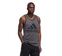 adidas Men's Badge of Sport Classic Tank, Dark Grey Heather/Black, Small, Dark Grey Heather/Black, XL