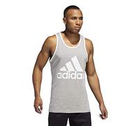 adidas Men's Badge of Sport Classic Tank, Medium Grey Heather/White, Large
