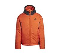 adidas Men's BSC 3-Stripes Puffy Hooded Jacket, Semi Impact Orange/Black, L