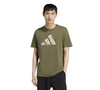 adidas Men's Camo Three Bar Logo Graphic Shirt, Olive strata, L