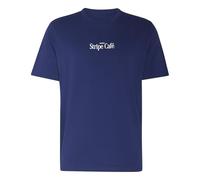 adidas Men's Coffee Cafe Donut Bag Graphic Shirt, Dark Blue, L
