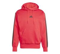 adidas Men's ESSENTIAL THREE STRIPES FLEECE HOODIE, pure ruby/black, XS