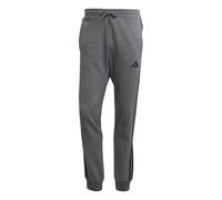adidas Men's Essential Three Stripes Fleece Pant, Dark Grey Heather/Black, M