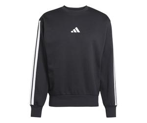 adidas Men's Essential Three Stripes Fleece Sweatshirt, black/white, XS