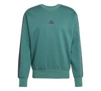 adidas Men's ESSENTIAL THREE STRIPES FLEECE SWEATSHIRT, collegiate green/black, M