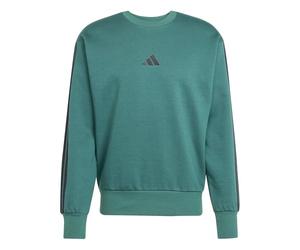 adidas Men's ESSENTIAL THREE STRIPES FLEECE SWEATSHIRT, collegiate green/black, M