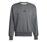adidas Men's ESSENTIAL THREE STRIPES FLEECE SWEATSHIRT, dark grey heather/black, L