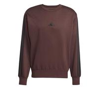 adidas Men's ESSENTIAL THREE STRIPES FLEECE SWEATSHIRT, shadow brown/black, M