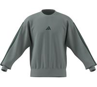 adidas Men's ESSENTIAL THREE STRIPES FLEECE SWEATSHIRT, Wonder Sage/collegiate green, L
